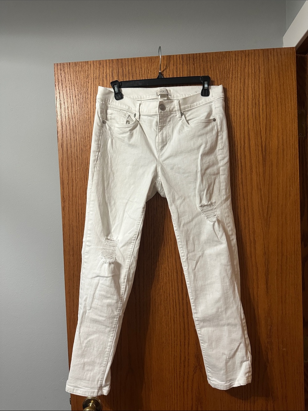 LOFT White High-Rise Skinny Crop Jeans